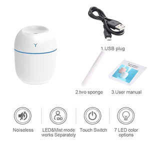 Ultrasonic Humidifier for Home | Cool Mist Air Purifier & Aroma Diffuser with LED Night Light