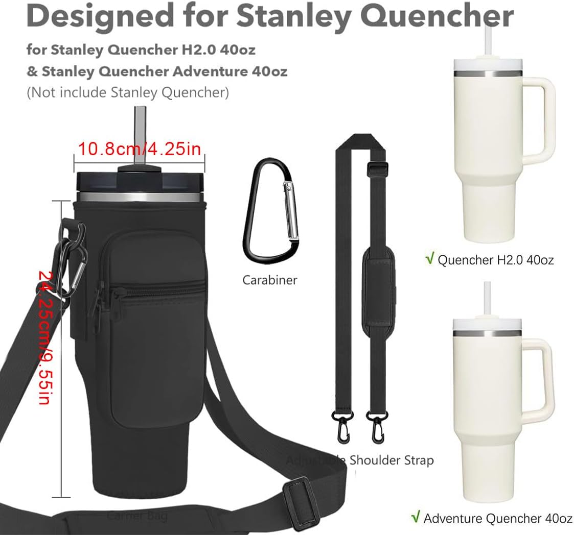 Water Bottle Carrier Bag for Stanley Tumbler – Adjustable Strap, Durable & Portable Holder for 40oz/30oz Tumblers – Travel & Outdoor Friendly