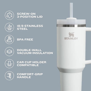 Stanley 40oz Flowstate™ Quencher Tumbler with Straw | Leak-Proof Stainless Steel Water Bottle, Hot & Cold Reusable Thermos for Travel, Gym & Daily Use