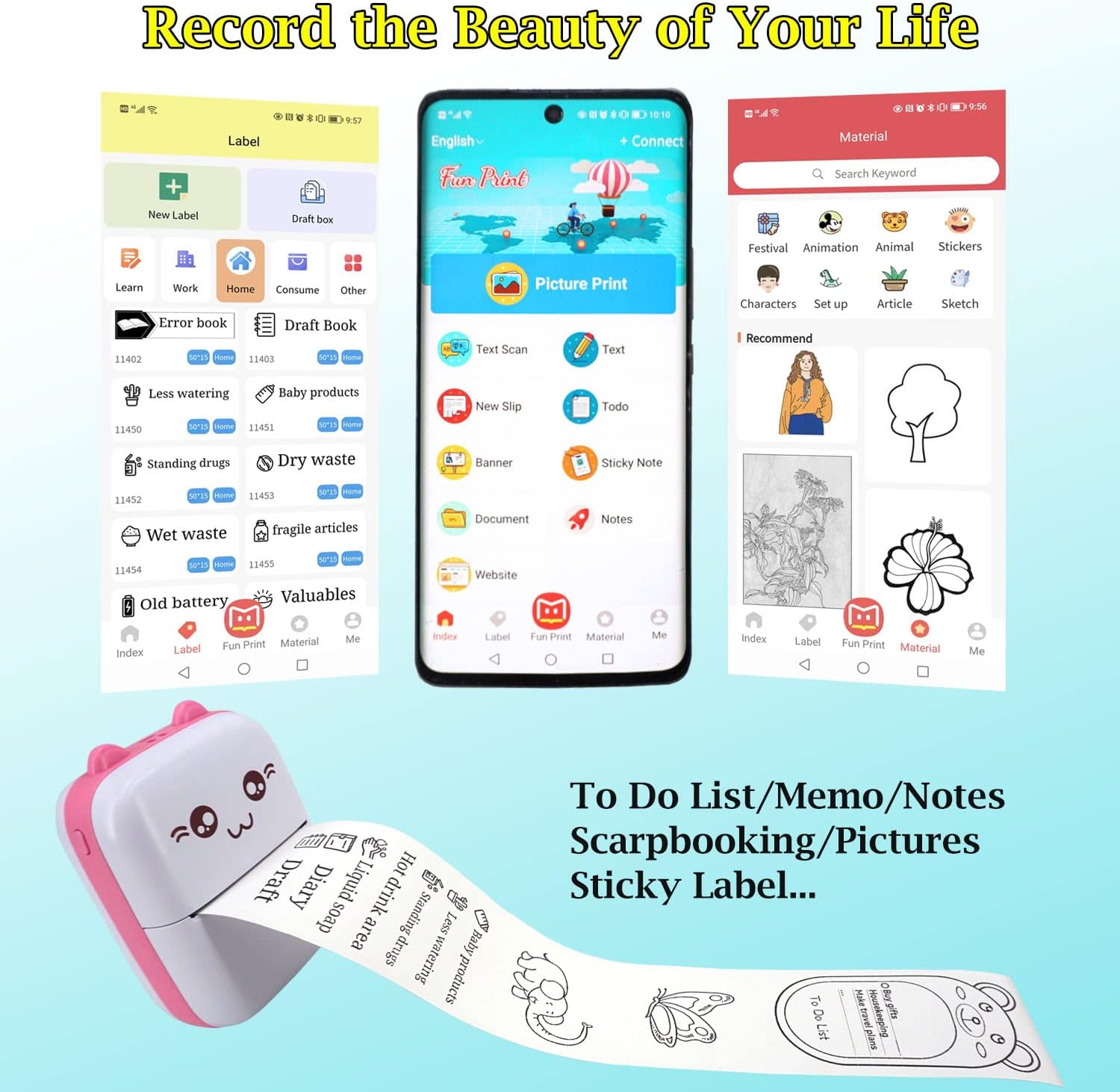 Mini Portable Printer | Wireless Bluetooth Pocket Printer for Photos, Labels & Notes