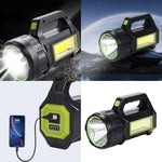 30W High Power LED Search Light | 20000mAh Rechargeable Waterproof Flashlight with Solar Charging & Lithium Battery