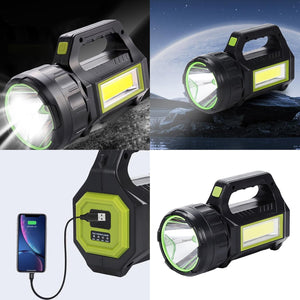30W High Power LED Search Light | 20000mAh Rechargeable Waterproof Flashlight with Solar Charging & Lithium Battery
