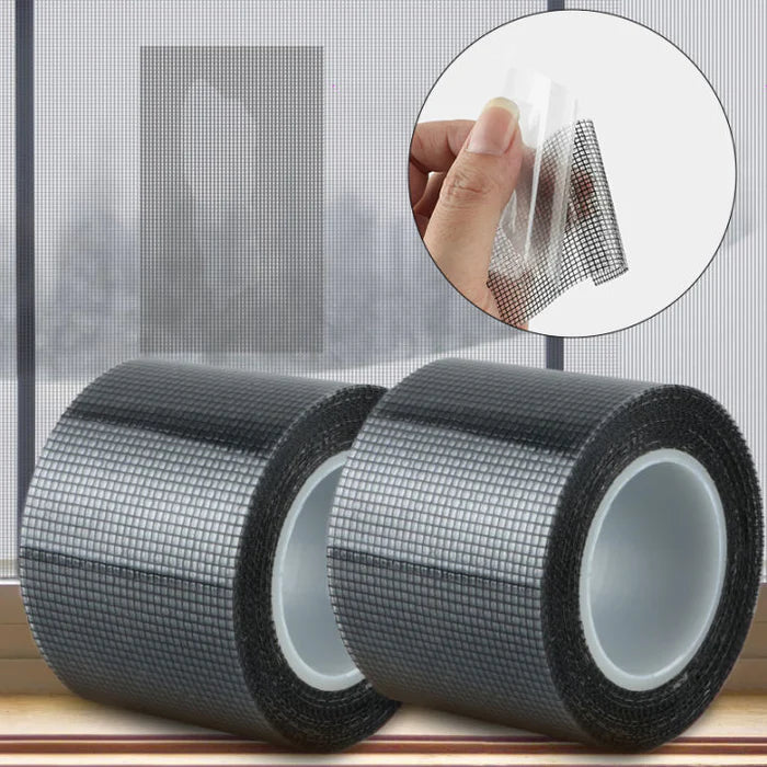 Two rolls of mesh tape with a close-up inset showing the texture of the tape.