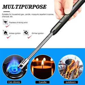 Multifunctional lighter with text and icons on a white background