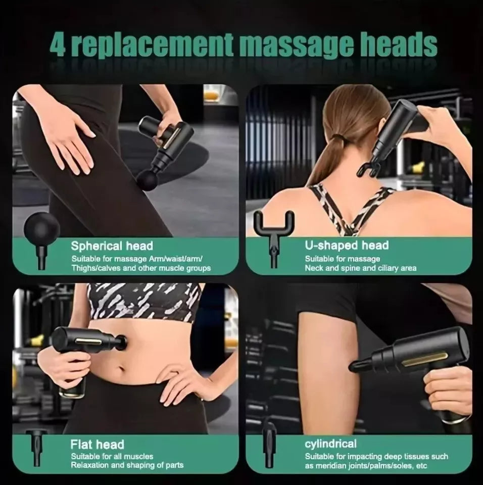 Replacement massage heads for a handheld massage device with usage examples.