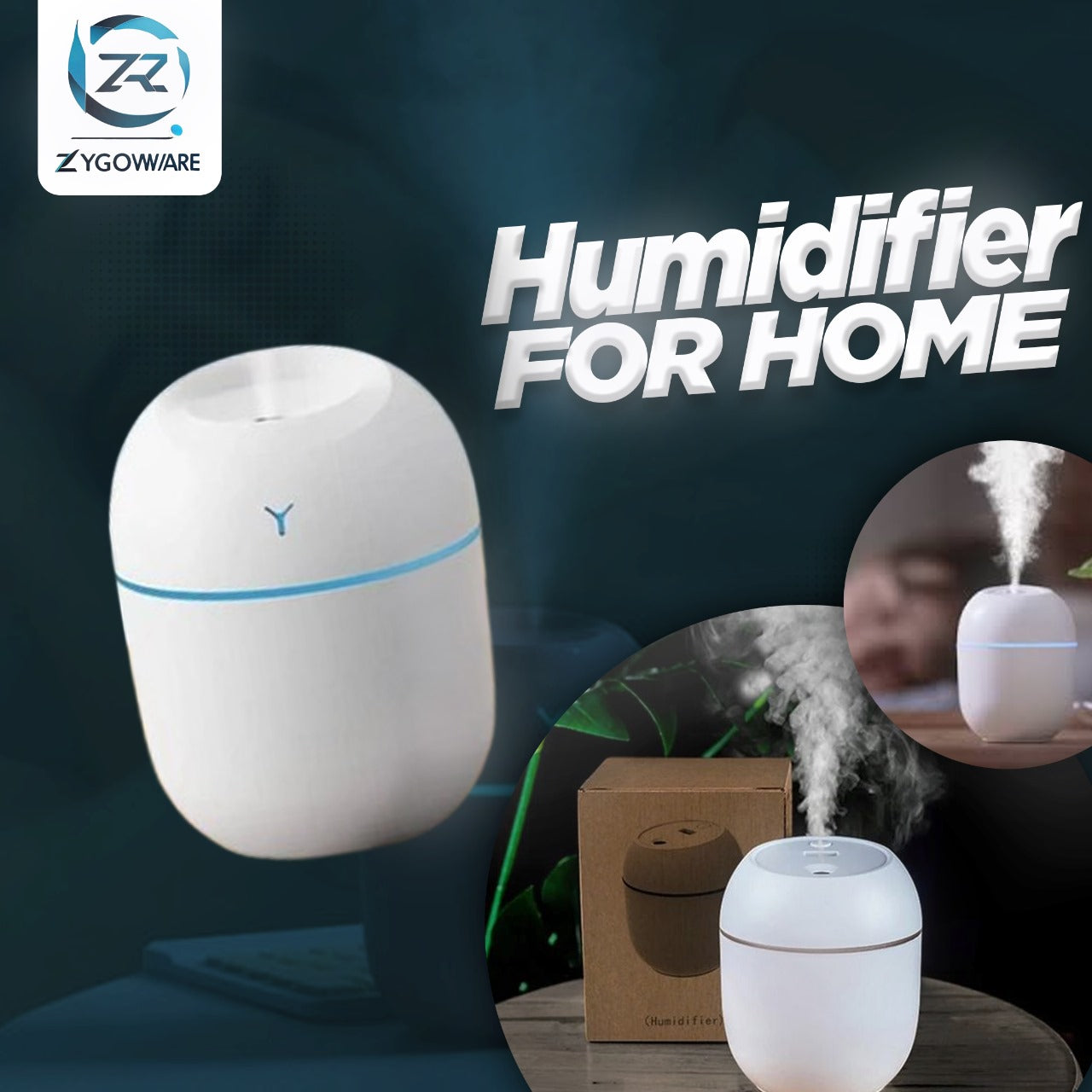 Ultrasonic Humidifier for Home | Cool Mist Air Purifier & Aroma Diffuser with LED Night Light