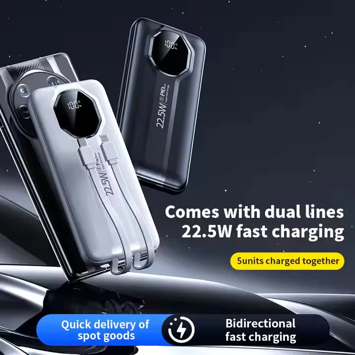 Two electronic devices with charging capabilities on a dark background