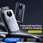Two electronic devices with charging capabilities on a dark background